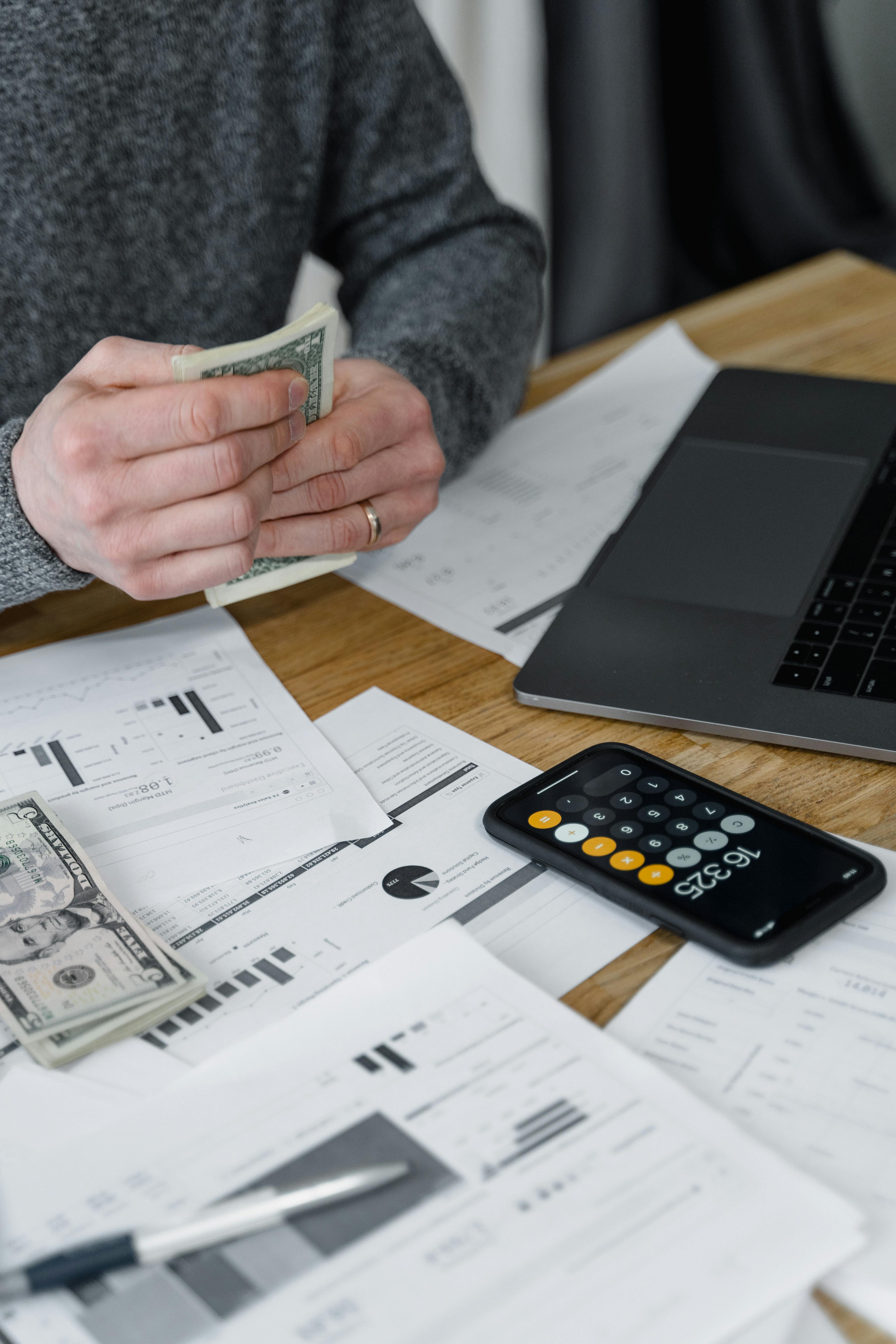 Payroll tax documents and accounting paperwork